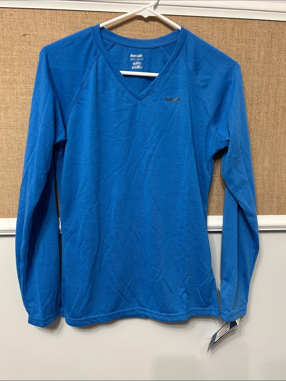 Reebok Bright Blue Long Sleeve V-Neck Athletic Top